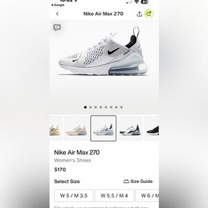 Nike Air Max 270 White and Gray Sneakers